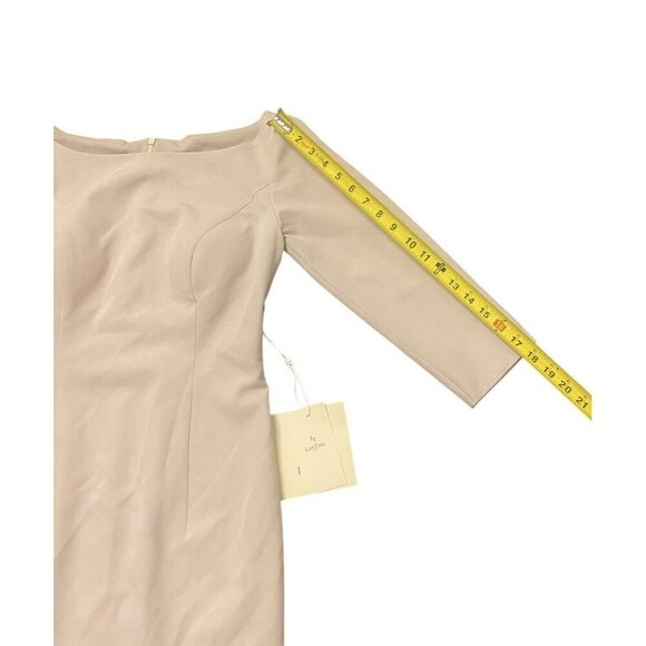 LanTing Bride Dress 4/6 Small Blush Pink 3/4 Sleeve Knee Length Fitted NWT - Picture 7 of 9